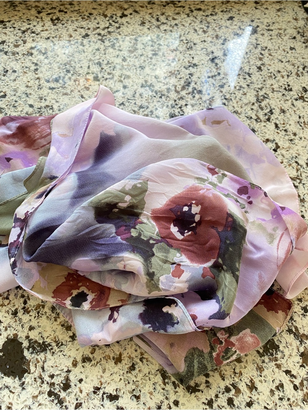 CYNTHIA ROWLEY Lavender Floral Watercolor Silk Scarf - Picture 4 of 6